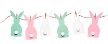 Easter Diy Paper Rabbits Garland On Transparent Background