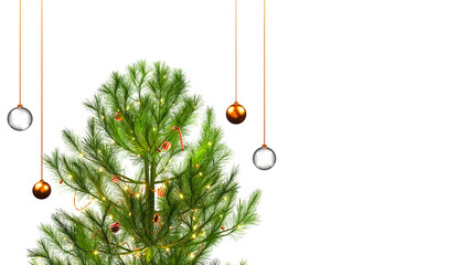 Canvas Print - 3D Render Of Decorative Christmas Or Fir Tree With Baubles Hang Element.