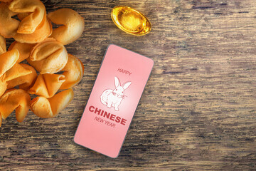 Sticker - Happy Chinese New Year. Chinese New Year of Rabbit