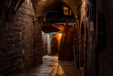 Fototapeta Desenie - Jerusalem Old Town Streets with Night Light.