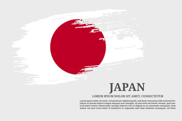 Wall Mural - Japan flag grunge brush and poster, vector