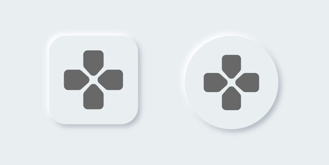 Poster - Joystick navigation solid icon in neomorphic design style. Controller signs vector illustration.