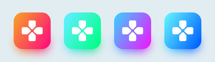Poster - Joystick navigation solid icon in square gradient colors. Controller signs vector illustration.