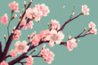 Sakura branch cherry blossoming flower tree, japan spring flowers background
