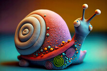 Multi-colored Plasticine Snail With Ornament On Shell And Pocket For Pencils