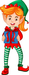 Canvas Print - Cute kid wearing elf costume cartoon