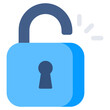 Flat design icon of unlock 
