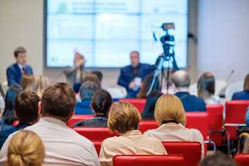 Canvas Print - Crowd during business seminar in auditorium