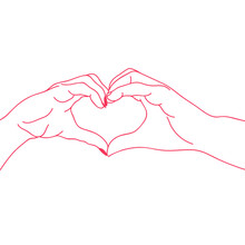 Illustration Of Love, Pair Of Hands Intertwined Forming A Heart Between A Couple In Png Format And Transparent Background, Illustration Commemorating Valentine's Day On February 14.  