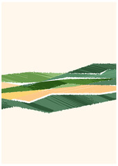 Wall Mural - Green collage abstract field background vector illustration. Pattern with textured nature, organic shape with scribble. A4 layout of vertical poster, contemporary backdrop template, book cover decor