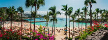 Panoramic View Of A Tropical Beach In Spain, Anfi Del Mar Resort In Gran Canaria Island