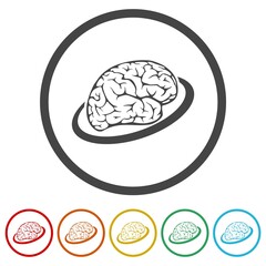 Wall Mural - Brain logo. Set icons in color circle buttons
