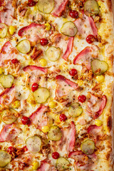 Canvas Print - pizza with ham and pickles