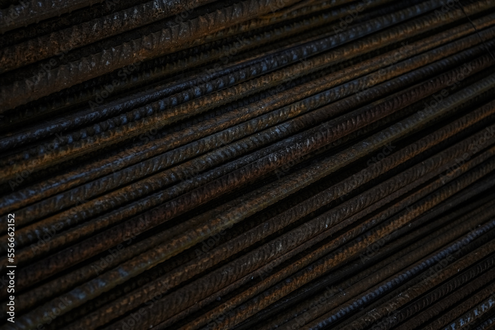 Iron metal rusty yellow bars of industrial building reinforcement from ...