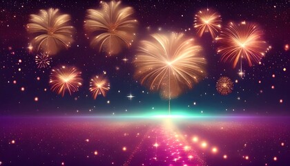 Wall Mural - New years sparkle fireworks celebration background with copy space for text