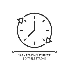 Poster - Time period pixel perfect linear icon. Validity and expiration. Estimating duration. Task length. Thin line illustration. Contour symbol. Vector outline drawing. Editable stroke. Arial font used