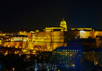 Sticker - Buda Castle in night illumination, Budapest, Hungary