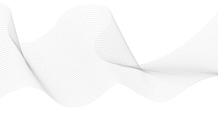 Wave line background with smooth shape. A beautiful wavy line on a white background that creates the optical illusion of waves. Horizontal banner template. Abstract futuristic template.