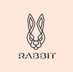 Wall Mural - rabbit line art logo design