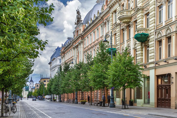 Fototapete - Gediminas Avenue, Vilnius, Lithuania