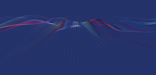 Poster - Abstract futuristic background. Big data visualization. Network connection. Data transfer. 3d rendering. Technology background vector. Vector illustration.