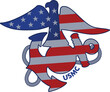 American eagle and anchor with USA Flag