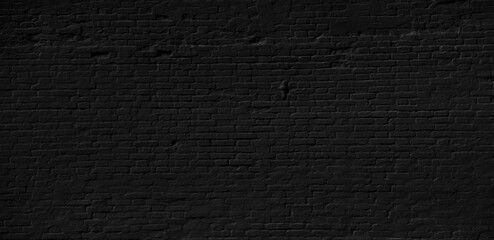 Black brick wall background, brick room, interior texture, wall background.