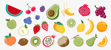 Vector Fruits ,Vector Illustration Of Fruits With Texture
