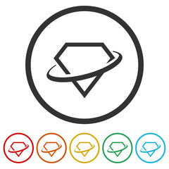 Poster - Diamond logo. Set icons in color circle buttons