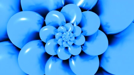 Poster - Abstract rotating 3d flower. Design. Bright color pattern of rotating flower. Large flower with round petals rotates in animation