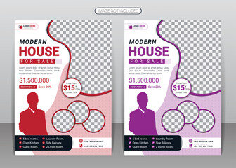 Real estate flyer and home for sale or elegant house property sale business flyer design template