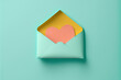 Ein grüner Umschlag mit Herzchen Brief, Generative AI 