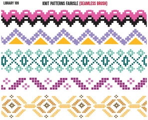 Wall Mural - FAIR ISLE PATTERN REPEAT SEAMLESS BRUSH IN EDITABLE VECTOR