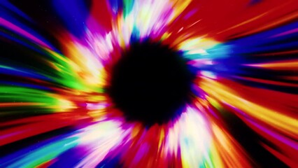 Poster - Speed of digital lights, neon glowing rays in motion into digital technologic tunnel. Motion. Flying inside wormhole.