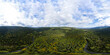 Panoramic view of the mountain road in a beautiful forest (360-degree aerial view). VR AR content.
