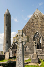 Kilmacduagh Abbey In County Clare, Ireland.
