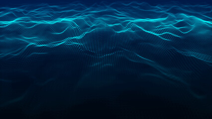 Abstract digital wave of particles. Big data visualization. 3d illustration