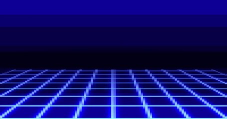 Leinwandbilder - animation of pixel art 80s retro sci-fi background. pixel art 8bit vector video game glow retro wave