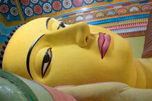 Close-up Of The Face Of The Longest Reclining Buddha In South Asia In The Buddhist Monastery Of Galagoda Shailatharama Viharaya; Balapitiya, Galle District, Sri Lanka