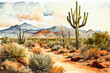 Arizona landscape, watercolor style, generative ai