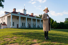 George Washington Stands Proudly In Front Of Mount Vernon, VA.
