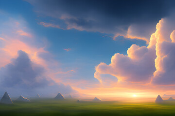 Wall Mural - sunset over the clouds