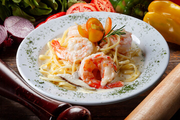 Poster - Large shrimp with pasta