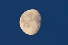 Last Quarter Moon, Waning Crescent, In A Clear Blue Sky; Germany