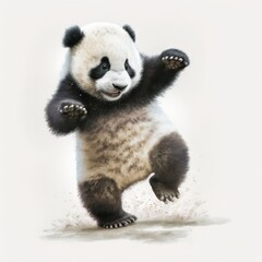 Wall Mural -  a panda bear is standing on its hind legs and arms up in the air with its paws up and paws in the air. Generative AI