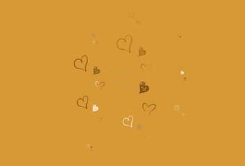 Wall Mural - Light Orange vector texture with lovely hearts.