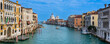 View of the City of Venice and the Grand Canal (Canal Grande) with Chiesa Santa Maria della Salute on the Punta della Dogana, from Accademia Bridge in Veneto; Venice, Italy