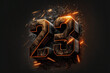 burning 23 number 3D style