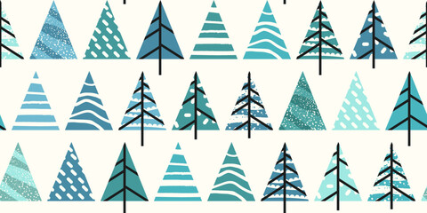 Aufkleber - White background and Christmas trees for stylish illustration. Printing pattern for wallpaper and seamless surfaces.