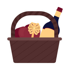 Poster - basket with wine